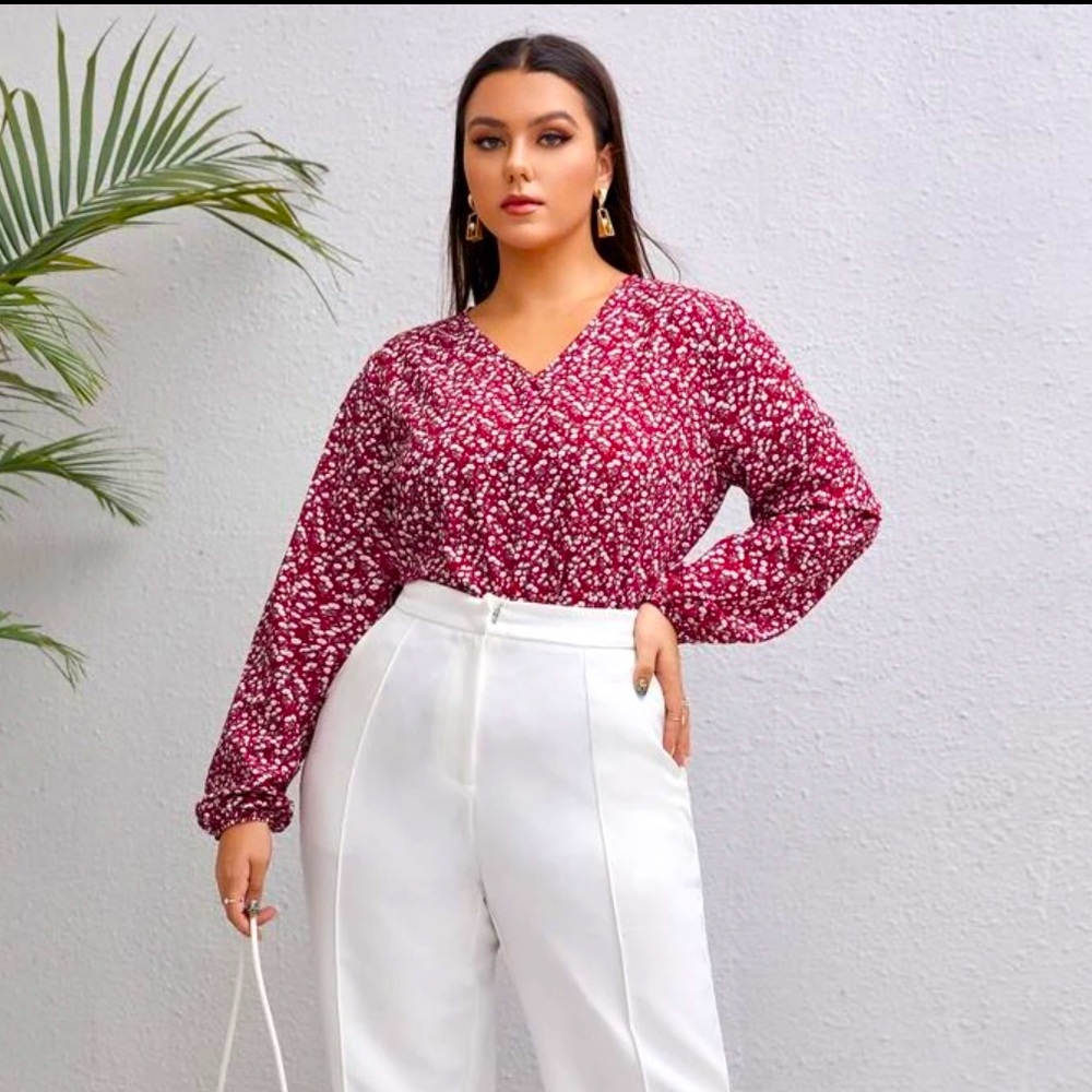 Red Floral Blouse